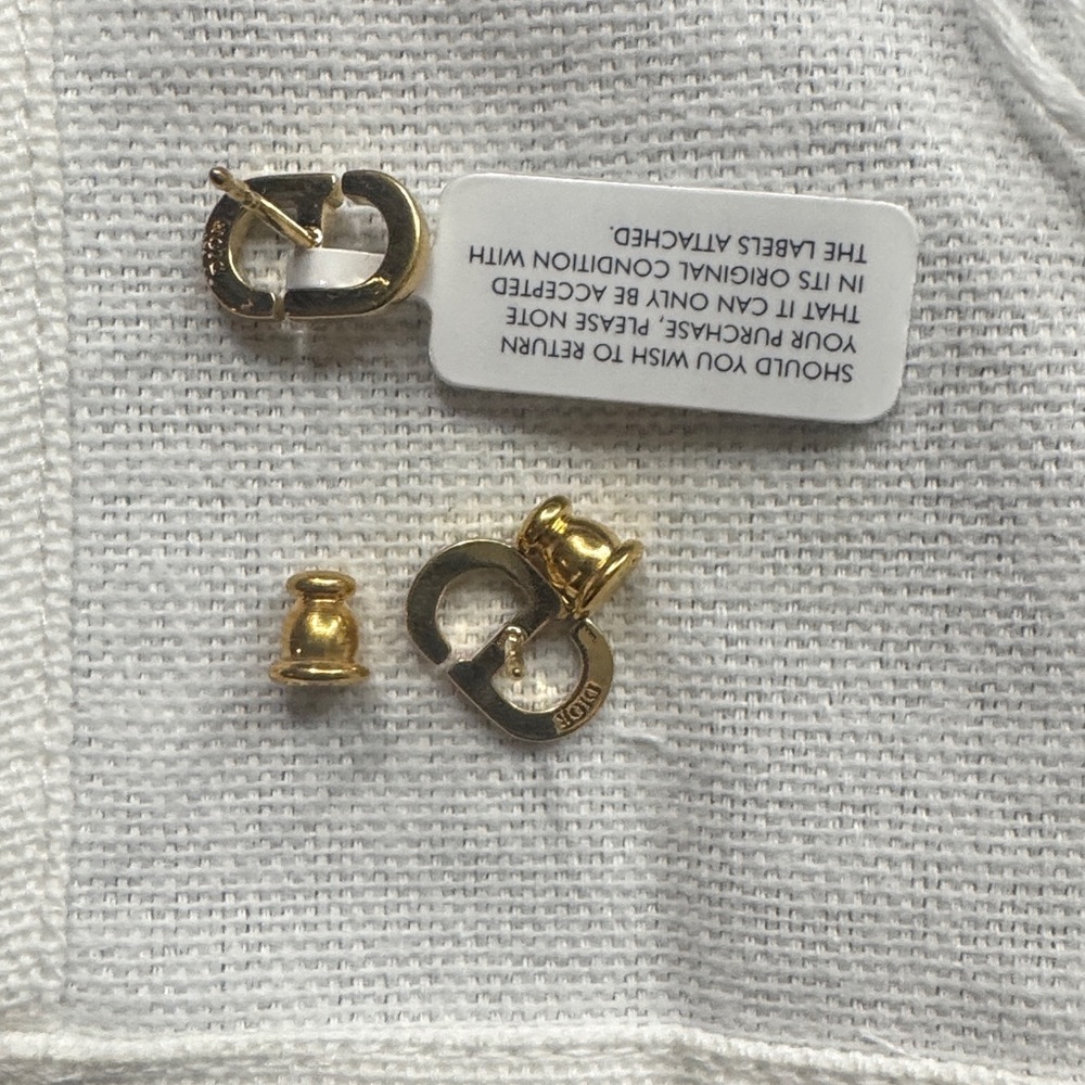 Dior Gold and Crystal Petit Stud Earrings - Picture 5 of 7